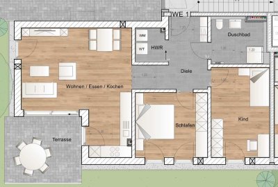 Obermenzing - Neubau/Erstbezug (Whg 1): Tolle 3-Zimmer-Wohnung in kleinem Mehrfamilienhaus