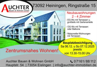 Bauplatzbes. Sa 06.12.+So 07.12., 13.30-15.00 Uhr! 3 Zi-Wo im OG mit Terrasse (Wo 03)