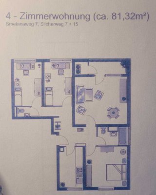 Helle 4-Zimmer Wohnung im 3. OG mit Balkon in Mainz-Lerchenberg