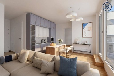 Neubau-Erstbezug im Grünen – moderne 2-Zimmer-Wohnung mit Terrasse im Herzen von Aspern