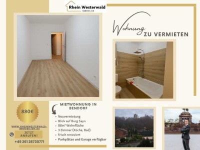 Frisch sanierte 3-Zimmer-Wohnung mit Blick auf Burg Sayn in Bendorf