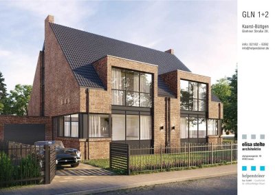 Neubau -  Moderne Doppelhaushälfte mit klarer Architektursprache in zentraler Lage von Büttgen