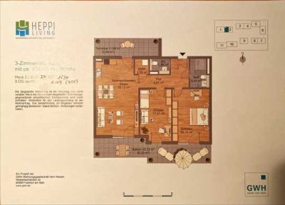 Geschmackvolle 3-Raum-Penthouse-Wohnung mit geh. Innenausstattung mit Balkon und EBK
