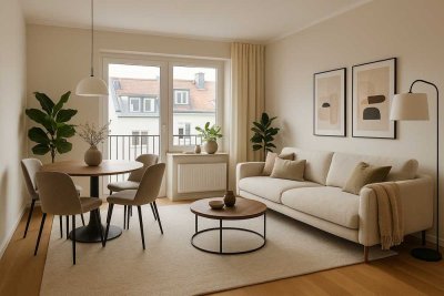 Isarauen- sehr hochwertig möblierte 2-Zimmer Wohnung mit West und Ost  Balkon