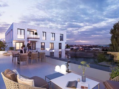Über den Dächern Düsseldorfs: Penthouse mit 3 Zimmern inkl. Küche* und Dachterrasse mit Seeblick