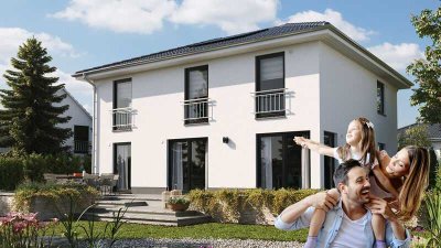 Vollaustattung inkl. Grundstück und geklinkerte Garage für 2 Autos, Neubau-Massivhaus in Eulenberg