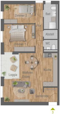Schöne 3-Zimmer-Wohnung mit Loggia