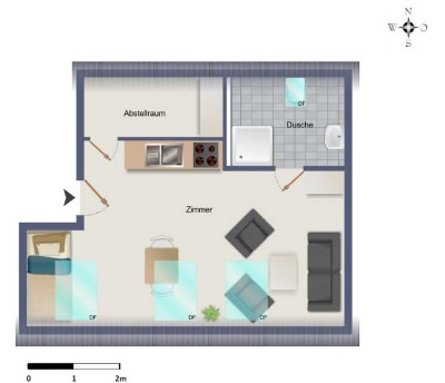 Möblierte Wohnung mit Tiefgaragenstellplatz - Zentral und Ruhig