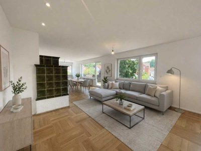 Von Privat: Lichtdurchflutete 3–4-Zimmer-Wohnung in idyllischer Ruhe – mit Kachelofen, XL-Terrasse