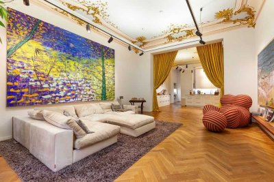 Imposante Altbau-Künstlerwohnung am Savignyplatz auf zwei Ebenen mit sep. Eingang für Büro/Praxis