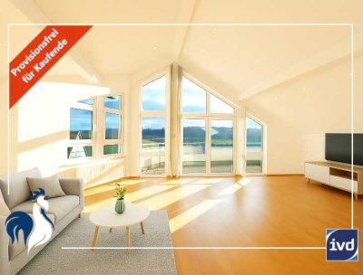 Panoramablick mit stilvollem Wohnambiente! 4,5-Zimmer-DG-Wohnung, Balkon, 2 Bäder, 2-TG-Stellplätze