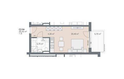 1-Zimmer Wohnung mit Balkon für Anleger und Eigennutzer (Top C2.04)