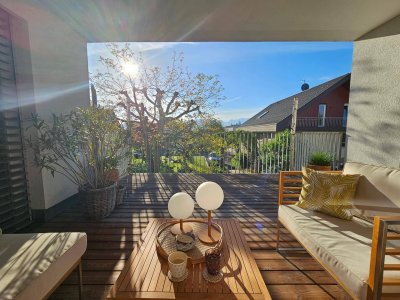 3-Zimmer-Wohnung mit 20,5 m² XL-Balkon und Baumhaus-Feeling in ruhiger Lage – zur Miete in Fußach