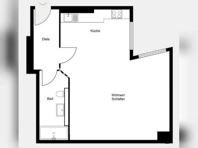 Tauschwohnung: Große Einzimmerwohnung ruhig und schön