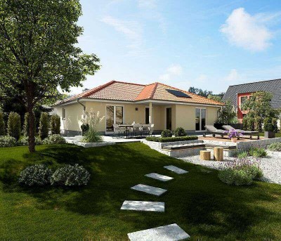 Winkelbungalow 108 massiv gebaut, Preis inkl. Grundstück