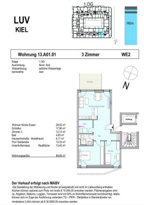 3 Zimmer Neubauwohnung mit Süd Terrasse u. Balkon seitliche Wasserlage