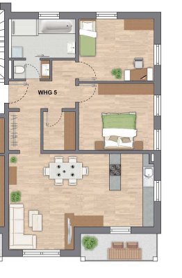 3-Zimmer-Wohnung im OG mit Balkon