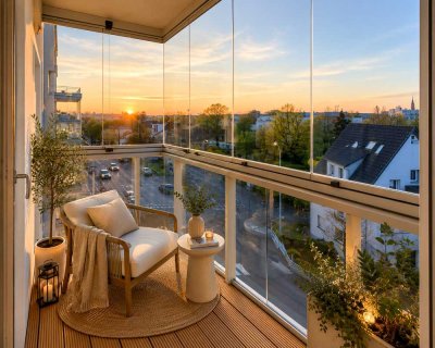 Design-Apartment mit Wintergarten-Balkon | 3 Fensterfronten | Neubau Erstbezug