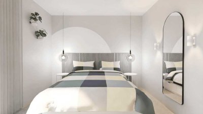 Exklusives Wohnen im Grünen: moderne 2-Raum-Erdgeschosswohnung mit Terrasse