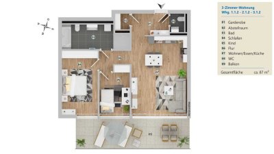 NaturELLA geförderte 3-Zimmer Wohnung nur mit Wohnberechtigungsschein anmietbar.
