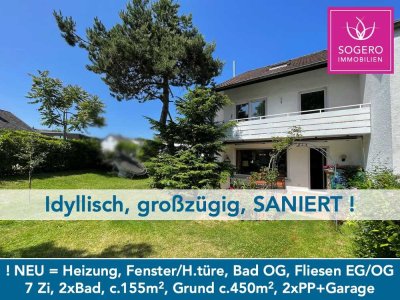Idyllisch, gross & SANIERT - neu DG Fotos! 7 Zi, 2xBad, 2xPP+Garage, 155m2, Grund 470m2