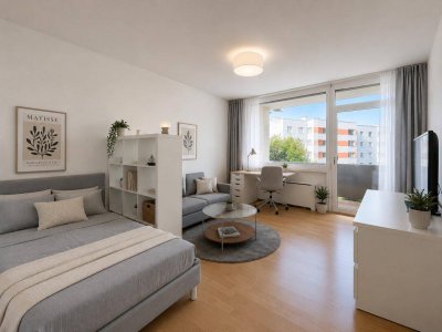Möbliertes City-Apartment mit Loggia, Stellplatz &amp; Top-Anbindung zur JKU in Linz-Urfahr