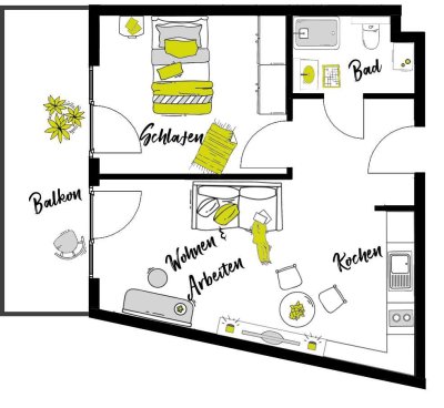 Vollmöblierte Suite  im "CAMPUS VILLAGE Neu-Ulm" - nur für 1 Person