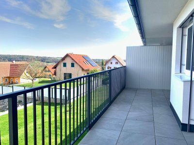 Traumhaft schöne Neubauwohnung - großer Balkon mit Panoramablick - Carport - sehr geringe BK/ HK