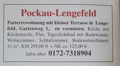 Ansprechende und modernisierte 1-Zimmer-Terrassenwohnung mit Balkon und EBK in Lengefeld