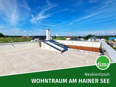 ERSTBEZUG am Hainer See mit privater Dachterrasse mit Seeblick, Garage, Tageslichtbad, PV-Anlage ...