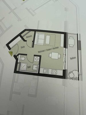 SHK Premium !!! FFM-Riedberg. "SHAPE", 1-Zimmer-Apartment mit Topausstattung. Frei !!