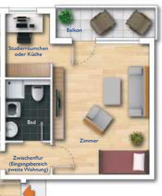 saniertes 1-Zimmer Apt mit Balkon