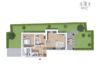 KfW 55 Förderung: 3,5 Zimmer EG-Wohnung mit Terrasse und Garten ideal für Familien und Paare.