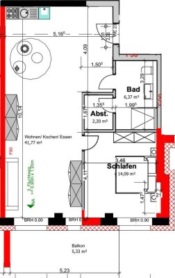 4 OG / 2 Zimmer / 69 qm / WHG 23