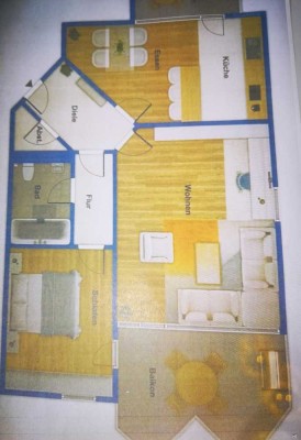 Schöne 2 ZKB- Wohnung mit zwei Balkone und Tiefgaragenstellplatz