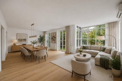 Moderne 3-Zimmer-Gartenwohnung in Grünruhelage mit Terrassen, Garten &amp; Garage