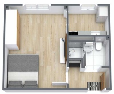 Modernisierte 1-Raum-Wohnung