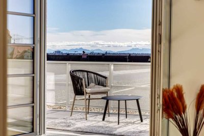 Alpenblick vom Bett aus - Dachterrasse -7.OG - 2,5 Zi-Whg., Homeoffice und EBK an U3 Obersendling