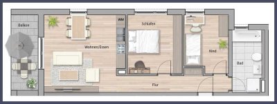 NEUBAU 2 Zimmer OG-Wohnung - Zentrales Wohnen - KfW 40 QNG gefördert!