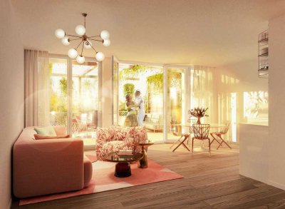 Urban & idyllisch Wohnen: sonnige 3 Zimmer, Westterrasse & Privatgarten.