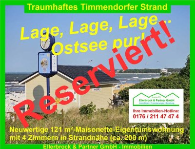 RESERVIERT - Neuwertige 4-Zi.-Komfort-Maisonette-Wohnung (200 m zum Strand) in Niendorf/Ostsee