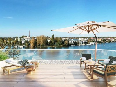 5-Zimmer-Penthouse-Wohnung mit Dachterrasse und Kräutergarten direkt an der Dahme