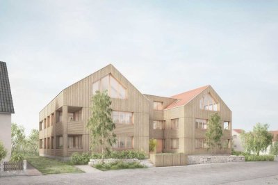 Hochwertige Neubauwohnung (3Zimmer/68m2) mit Loggia im stufenlos-modernen KfW40 Klimaholzhaus