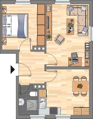 Modernisierte 2 ZKB- Erdgeschosswohnung mit Dusche zu vermieten!