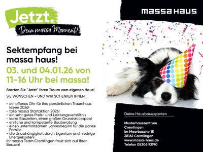 Prosit Neujahr! Sektempfang im Musterhaus Cremlingen am Samstag, den 3.01. & Sonntag, den 4.01.2026