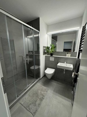 Frisch sanierte möblierte 1-Zimmer-Wohnung mit Einbauküche + super Ausblick