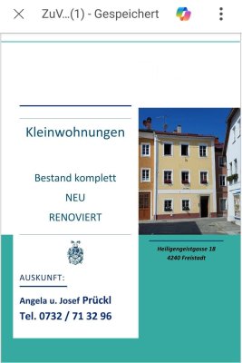 Neu renovierte 2-Zimmer-Altbauwohnung in Freistadt.