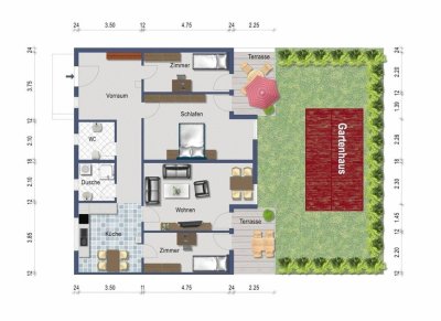 Vierzimmer Gartenwohnung - provisionsfrei ab sofort, Preis inkl. Heizung