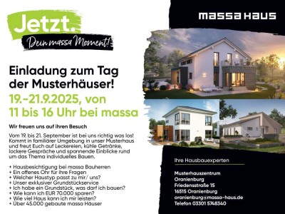 Tag der offenen Tür bei massa haus Berlin 19/20/21 Sept. in Oranienburg