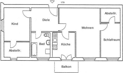Land Brandenburg: 3-Raumwohnung mit Balkon
